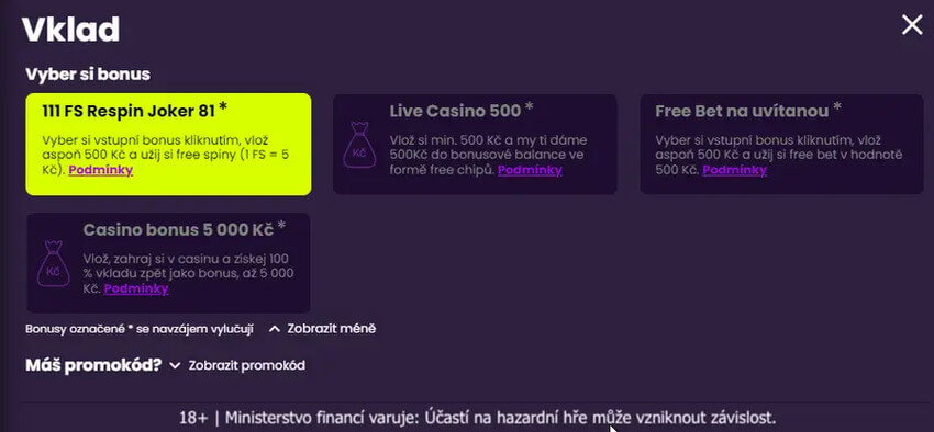 Kam u Kingsbetu vložit promo kód?